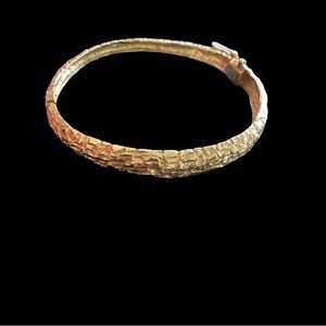 Bracelet Gold 14K Yellow Gold Nugget Cuff Bangle Bracelet